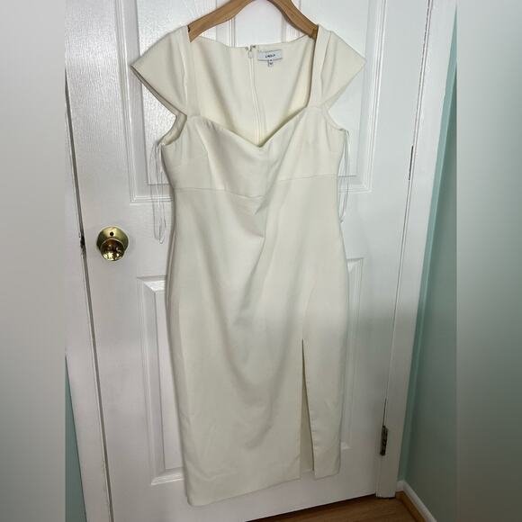 Likely White Cap Sleeve Thigh Slit Sweetheart Neck Midi Rosalia Dress 14 - Picture 4 of 9